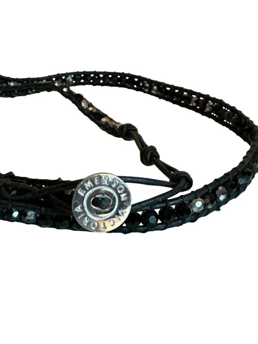Victoria Emerson Black Crystal Wrap Bracelet Adjustable Closure 36